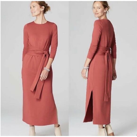 Pure Jill J Jill NWT Maxi Dress Brick Red Pima Cotton Modal Womens XL Stretchy - Picture 1 of 14